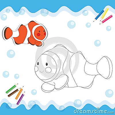 Cartoon clownfish Vector Illustration