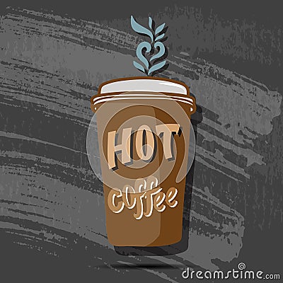 Cartoon coffee cup. Take away. Vector flat illustration Vector Illustration