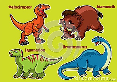 Cartoon collection of dinosaurs Vector Illustration