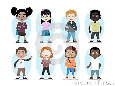 Vector children characters of different races Vector Illustration