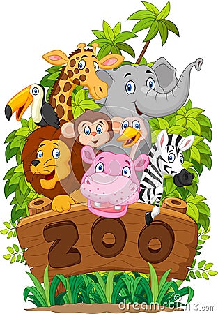 Cartoon collection zoo animals Vector Illustration