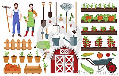 Cartoon Color Characters People Farmers Concept. Vector Vector Illustration