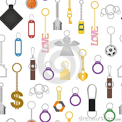 Cartoon Color Keychains Seamless Pattern Background . Vector Vector Illustration
