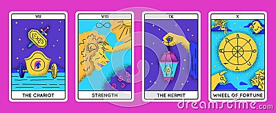 Cartoon Color Magical Tarot Cards Major Arcana Set. Vector Vector Illustration