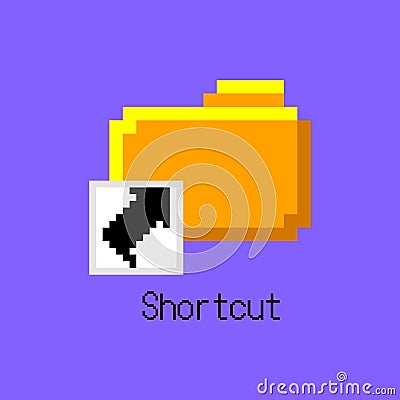 Cartoon Color Pixel Art Directory Folder Shortcut. Vector Vector Illustration