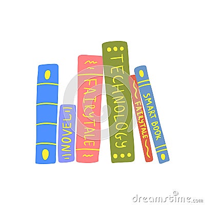 Cartoon Color Stack Different Stack Books and Tutorials Set Concept. Vector Vector Illustration
