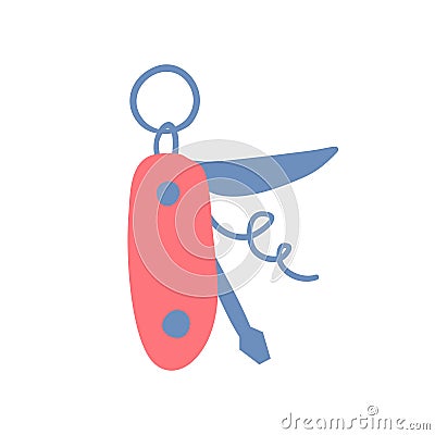 Cartoon Color Swiss Folding Knife. Vector Vector Illustration