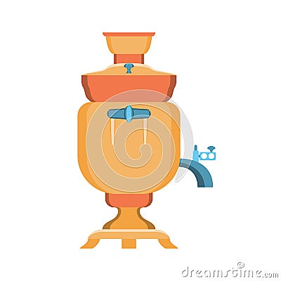 Cartoon Color Traditional Russian Samovar Culture Teapot Concept. Vector Vector Illustration