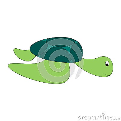 Cartoon color turtle outline. Vector color illustration isolated on white background. Decoration for greeting cards, posters, Vector Illustration