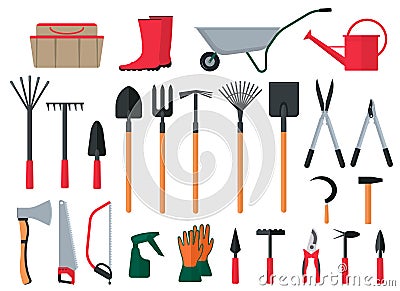 Cartoon Color Various Gardening Items Icon Set. Vector Vector Illustration