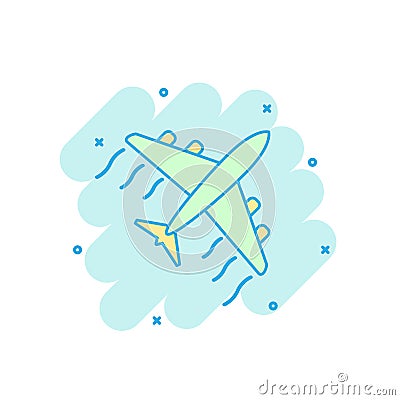 Cartoon colored airplane icon in comic style. Plane illustration Vector Illustration