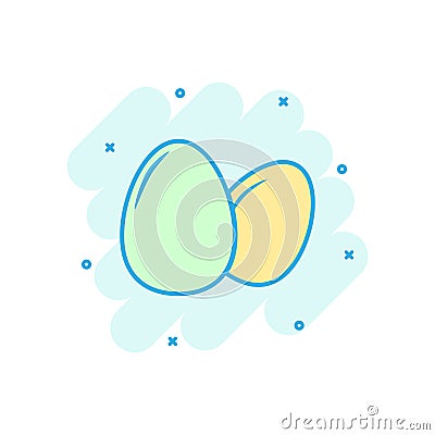 Cartoon colored egg icon in comic style. Eggshell illustration p Vector Illustration