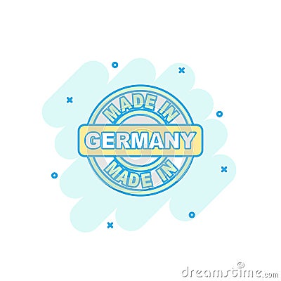 Cartoon colored made in Germany icon in comic style. Germany man Vector Illustration