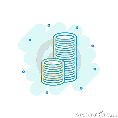 Cartoon colored money icon in comic style. Dollar money illustration pictogram. Coin sign splash business concept. Vector Illustration