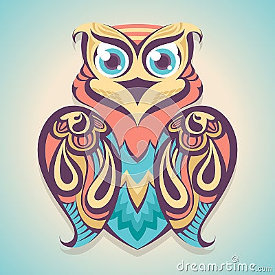 Cartoon colored owl Vector Illustration