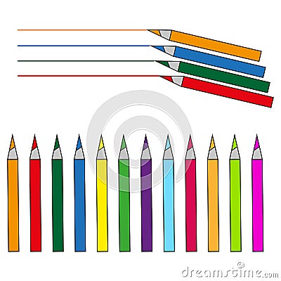 Cartoon colored pencils draw. Education concept. Color palette concept. Vector illustration. stock image. Vector Illustration