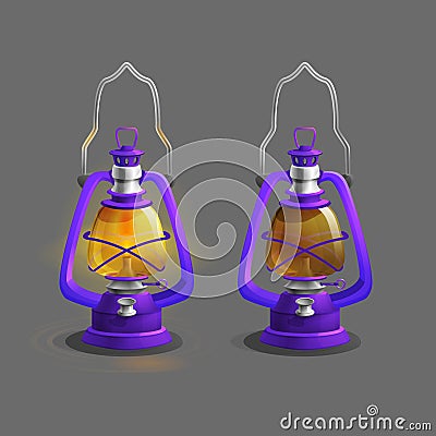 Cartoon colorful ancient lamp for games. Vector Illustration