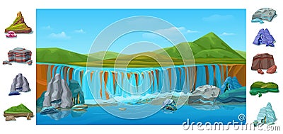 Cartoon Colorful Beautiful Nature Landscape Background Vector Illustration