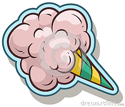 Cartoon cotton candy vector sticker icon Vector Illustration