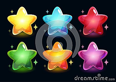 Cartoon colorful glossy stars Stock Photo