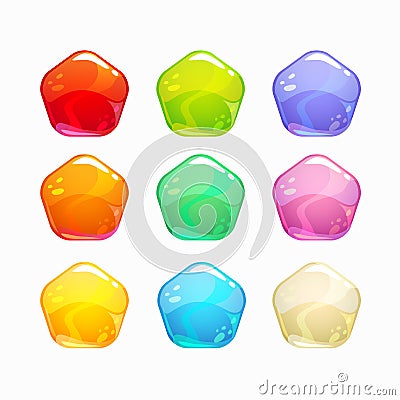 Cartoon colorful jelly candies set. Vector Illustration