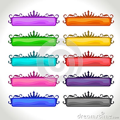 Cartoon colorful long vintage horizontal banners Vector Illustration