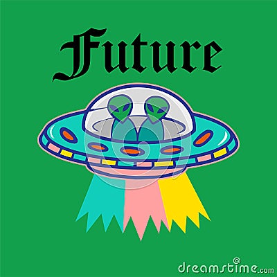 UFO print Vector Illustration