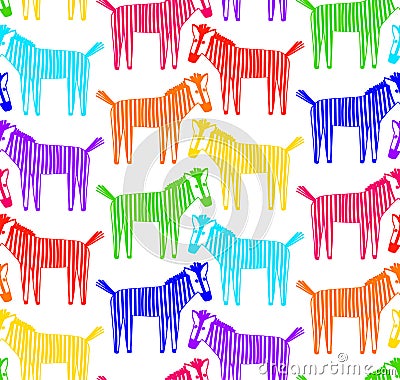 Cartoon colorful zebra seamless pattern Cartoon Illustration