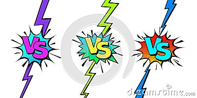 Cartoon comic background. Vs, fight versus. Comics book colorful competition poster with halftone elements. Retro Pop Vector Illustration