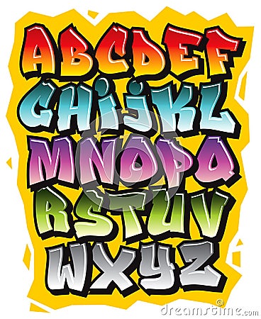Cartoon comic graffiti doodle font alphabet. Vector Vector Illustration