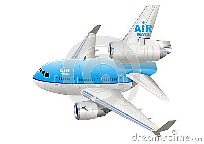 Cartoon Commercial Airplane Vector Illustration