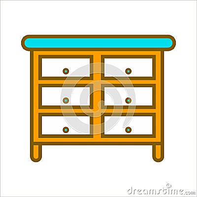 Cartoon commode with lot of drawers isolated illustration Vector Illustration