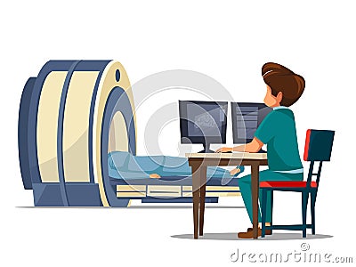 cartoon ct mri tomography screening concept Stock Photo