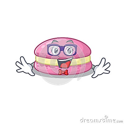 A cartoon concept of Geek strawberry macarons design Vector Illustration