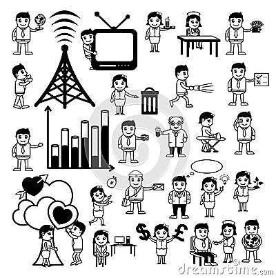 Cartoon Concepts Vectors of Communication and Professions Stock Photo