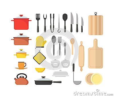 Cartoon Cookware Set. Vector Vector Illustration