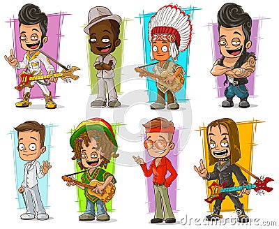 Cartoon cool funny different characters vector set Vector Illustration