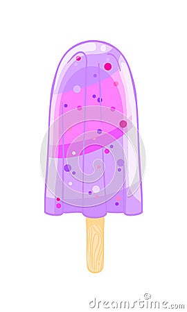 Cartoon cool popsicle. Sweet ice cream isolated on the white background. Vector Illustration