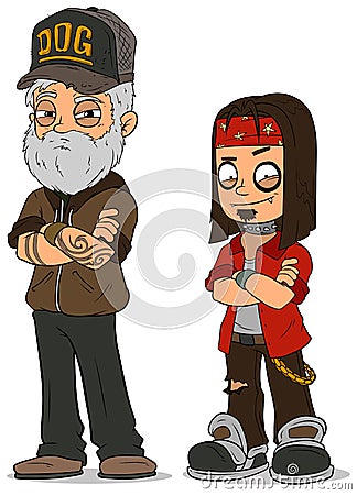 Cartoon cool rock guys characters vector set Vector Illustration