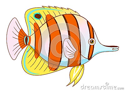 Cartoon copperband butterflyfish Vector Illustration