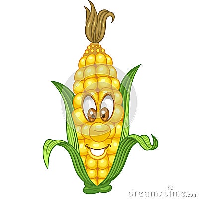 Cartoon Corn character Vector Illustration