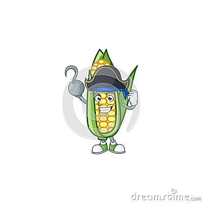 Cartoon corn sweet with the character pirate Vector Illustration