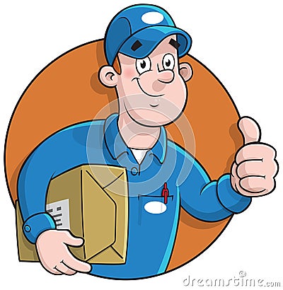 Cartoon Courier making a delivery Stock Photo