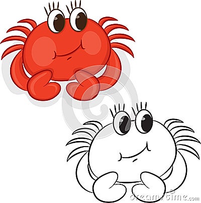 Cartoon crab. Coloring book Vector Illustration