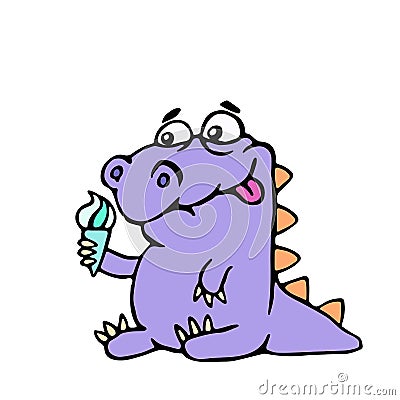 Cartoon croc wants ice cream. Vector illustration. Vector Illustration