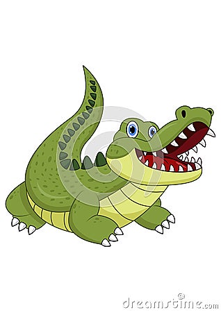 Cartoon crocodile isolated on white background Vector Illustration