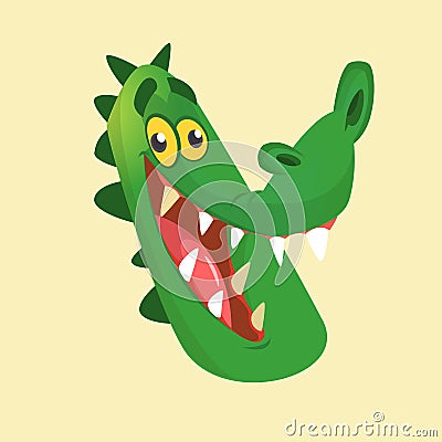 Cartoon crocodile smiling head icon. Flat Bright Color Simplified Vector Illustration Vector Illustration