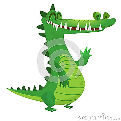 Cartoon crocodile. Vector raptor character icon Vector Illustration