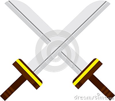 Cartoon Crossed Swords Vector Illustration
