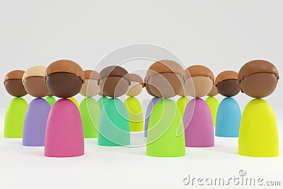 Cartoon Crowd, people, society and social media network internet web www community, diversity globalisation Stock Photo